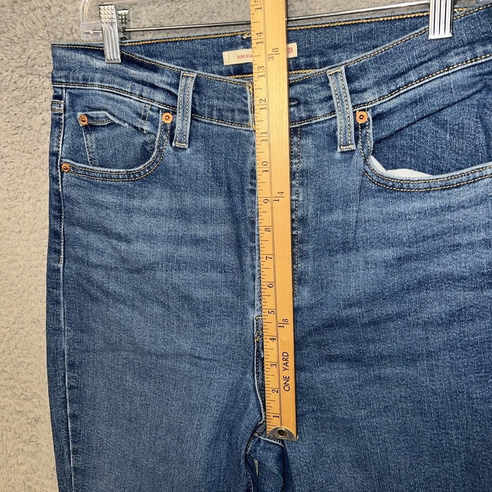 Levi's Ribcage Boot Jeans Women's Sz 31 (30x31) Blue Denim Button Fly High Waist - Picture 11 of 11